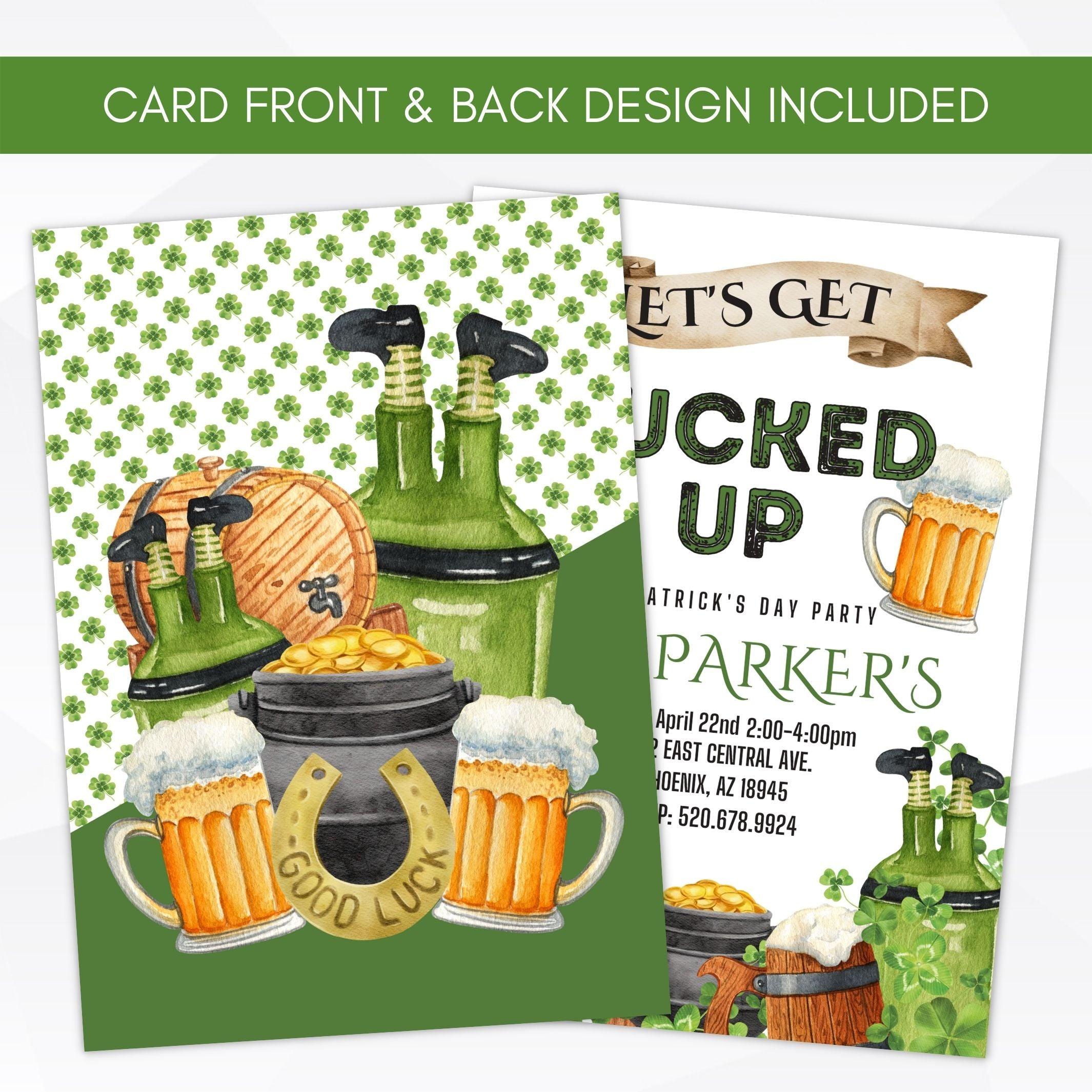 beer guiness drinking game lucky themed st pattys day party invite