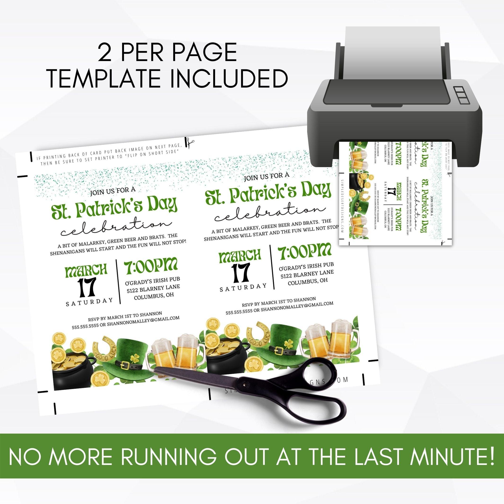 editable printable st patrick's day drinking party invitation
