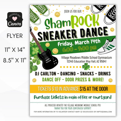 st patricks shamrock sneaker dance flyer set