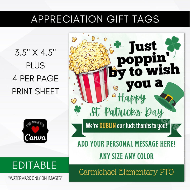 St Patricks Teacher Appreciation Tag