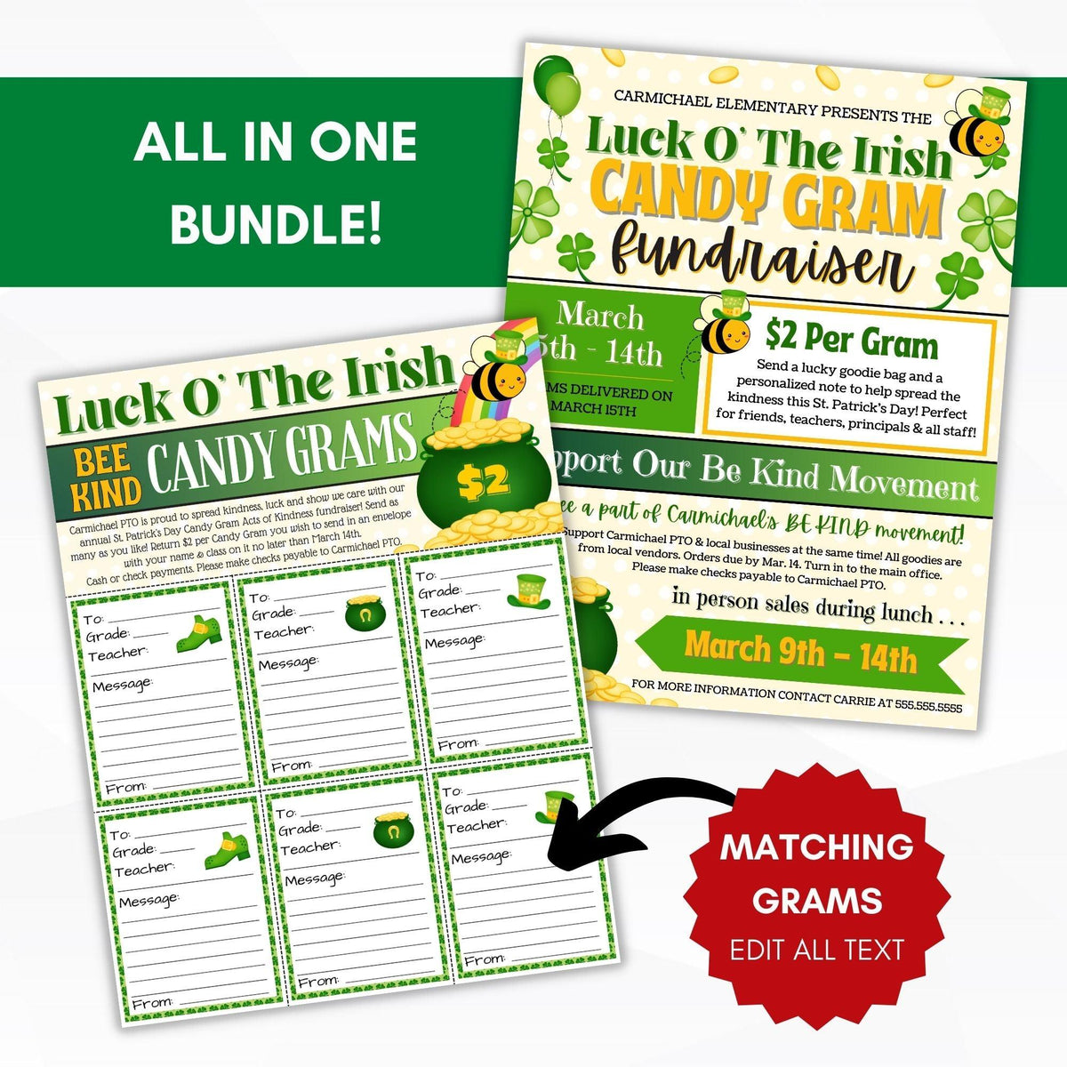 St. Patrick’s Candy Gram Flyer Bundle - Simple Desert Designs