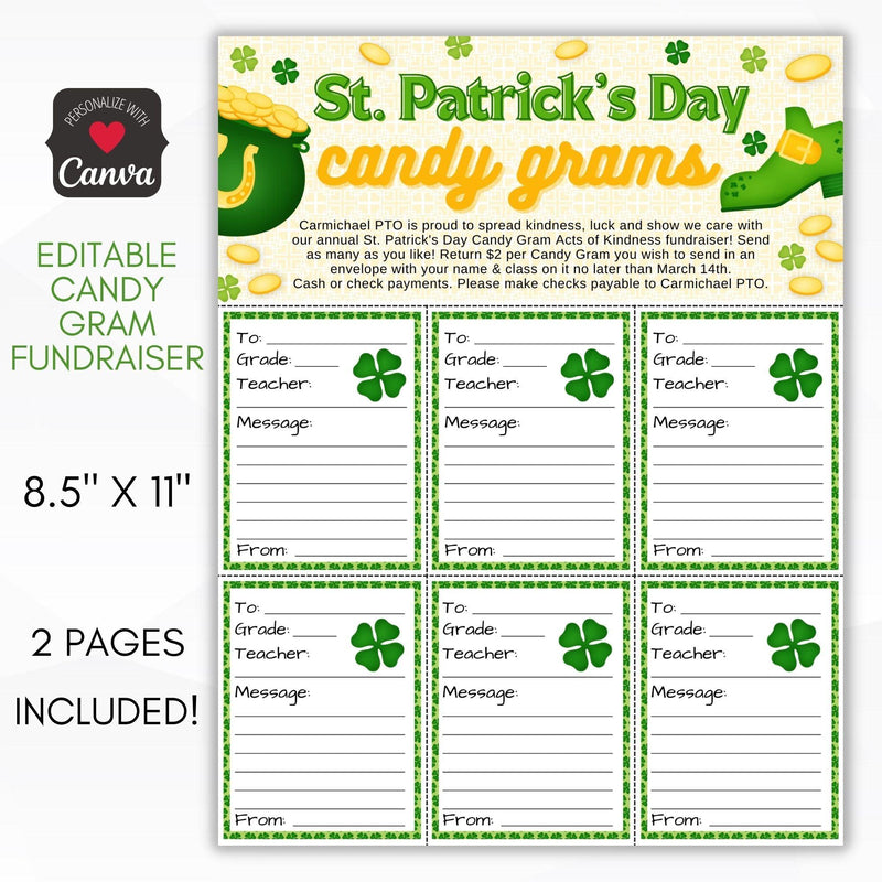 St Patricks Day Candy Gram Fundraiser Sheet