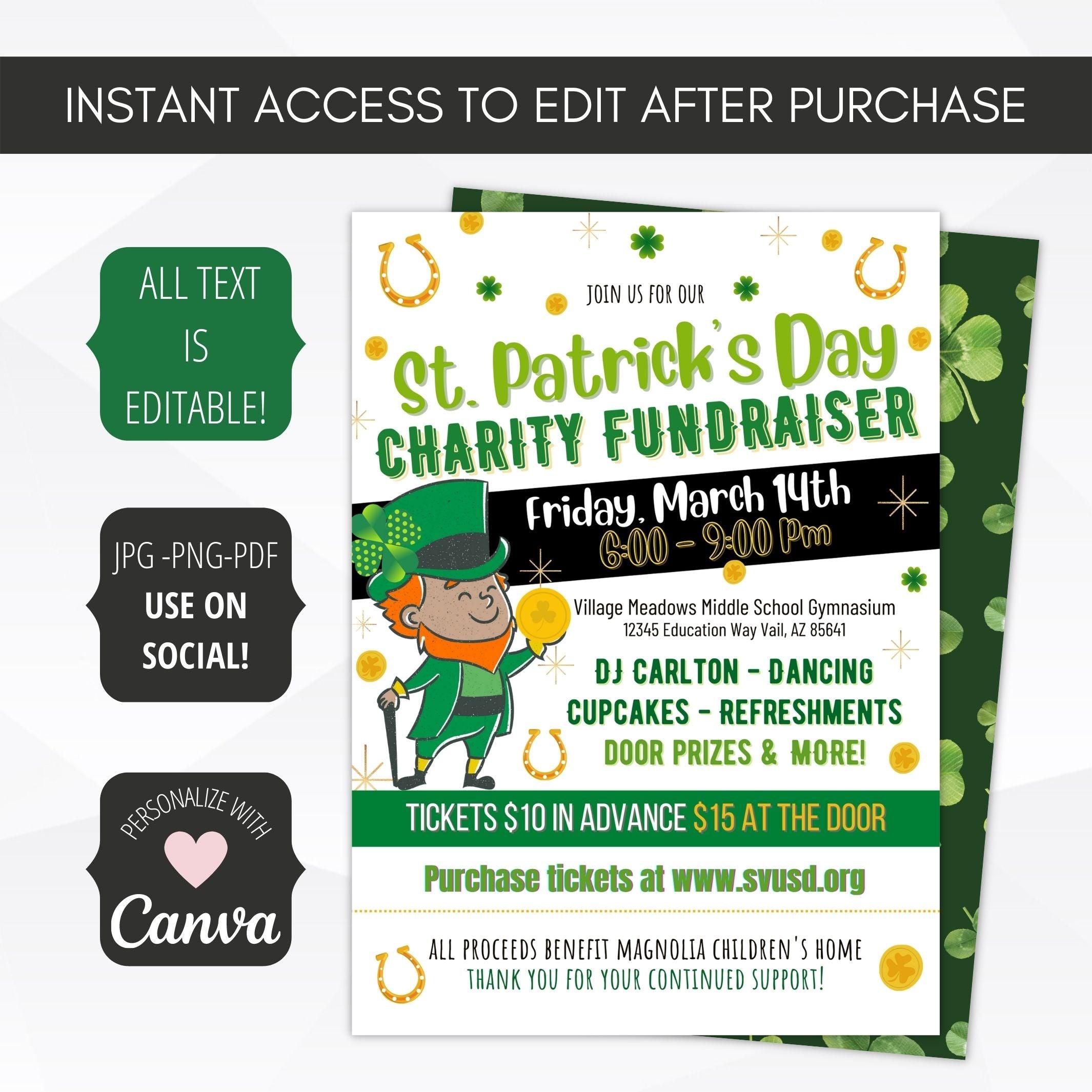 st. patrick's day charity fundraiser invite