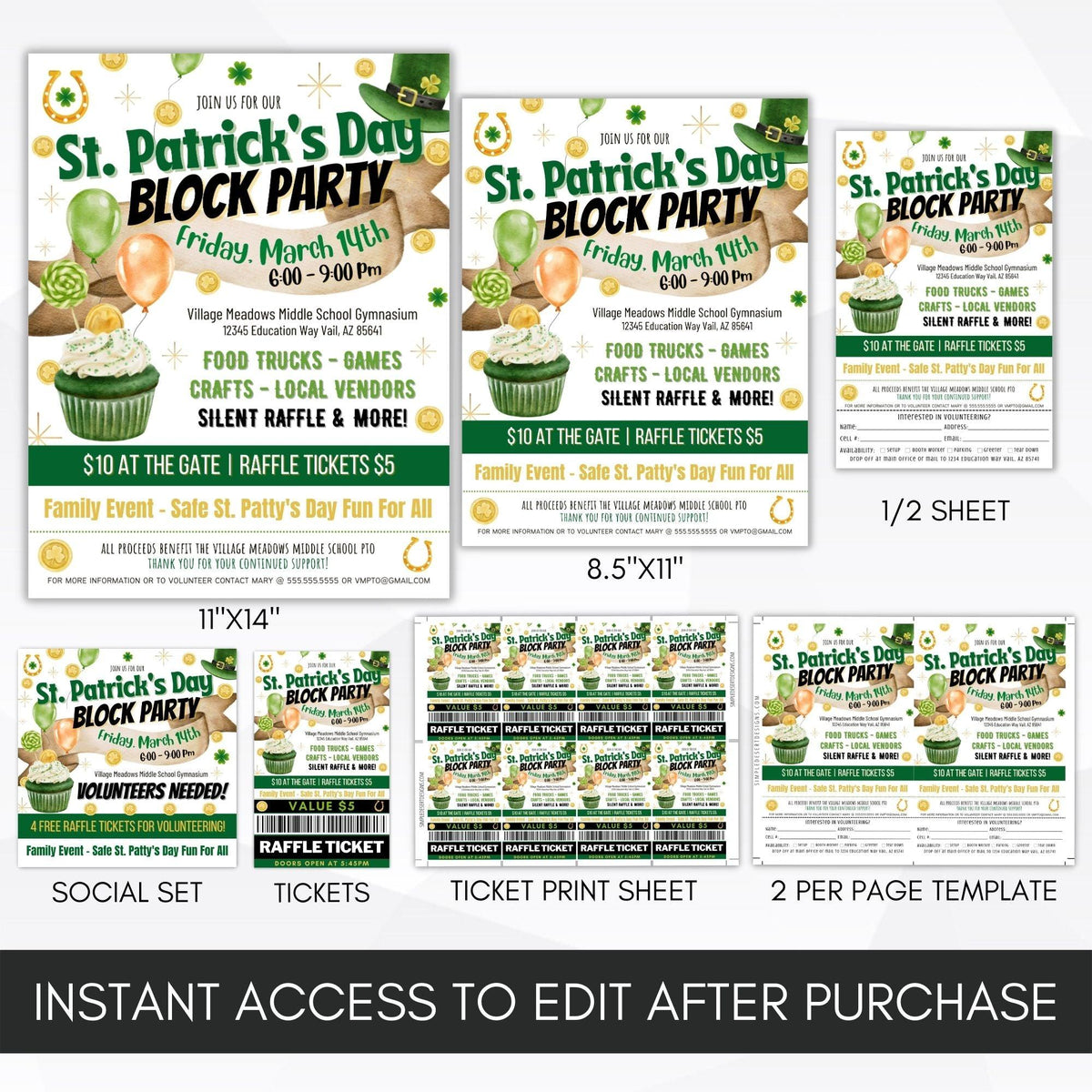 St Patricks Day Flyer & Ticket Bundle - Simple Desert Designs
