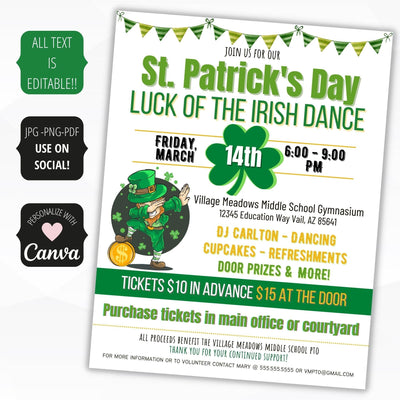 st pattys day dance flyer template