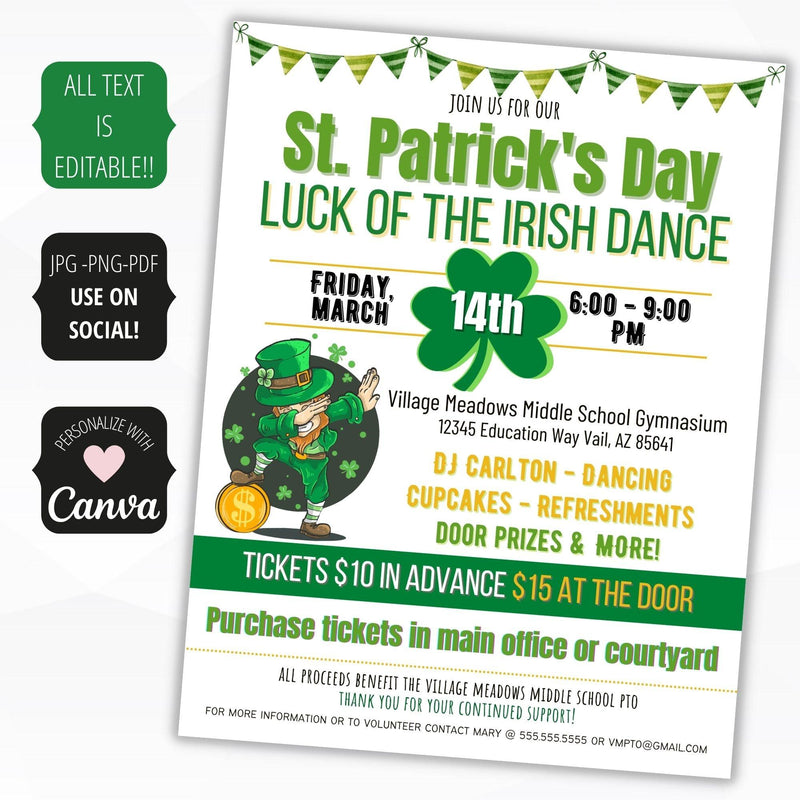 st pattys day dance flyer template