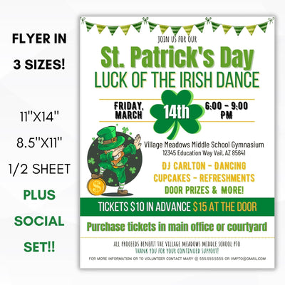 st patrick's day charity event flyer editable template