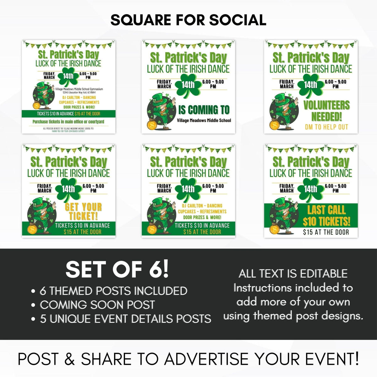 St. Patrick’s Day Dance Flyer & Ticket Bundle - Simple Desert Designs