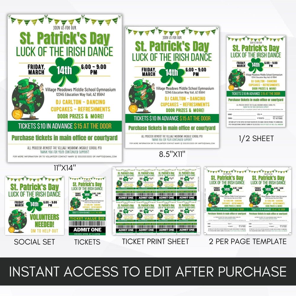 St. Patrick’s Day Dance Flyer & Ticket Bundle - Simple Desert Designs