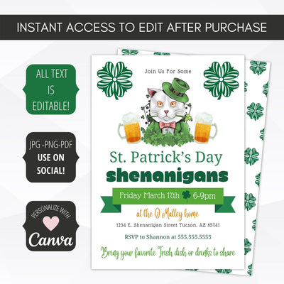 adult st patrick's day party invitation