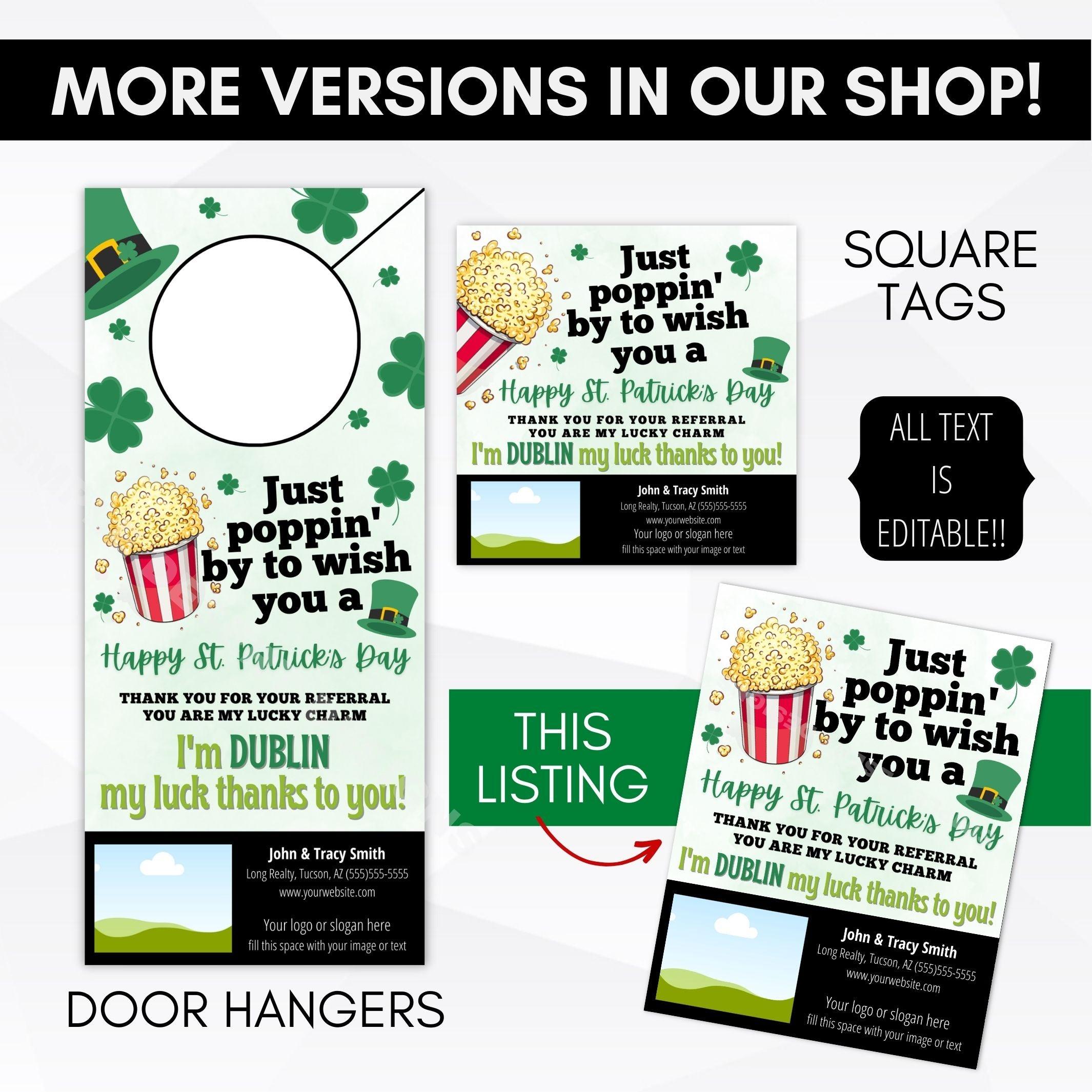 St. Patrick's Day Real Estate Pop By Gift Tags