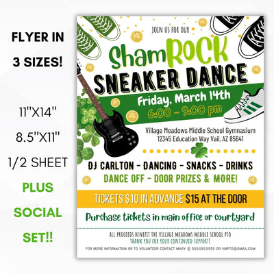 st patrick shamrock sneaker dance flyer ticket bundle
