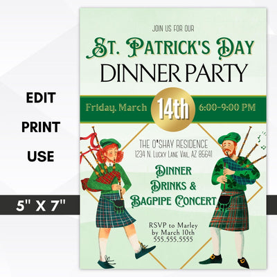 st patricks day dinner party invitation