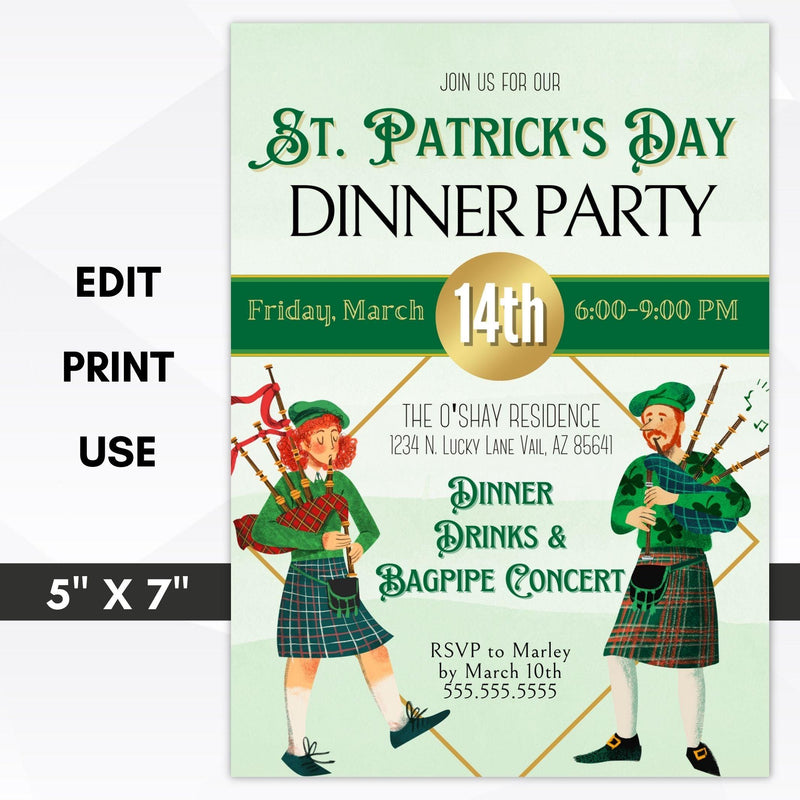 st patricks day dinner party invitation