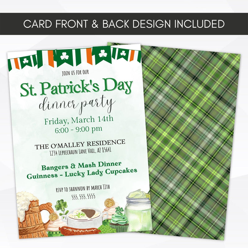 St Pattys Bangers and Mash Dinner Party Invite - Simple Desert Designs