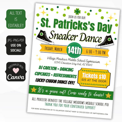 st pattys sneaker dance invitation flyer