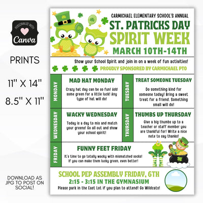 custom st patricks day spirit week flyers