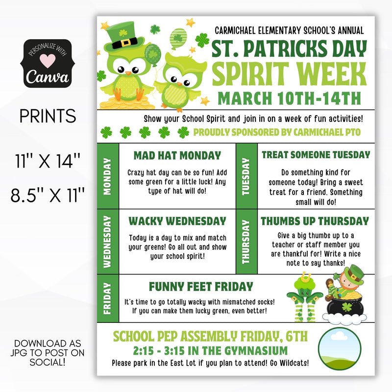 custom st patricks day spirit week flyers