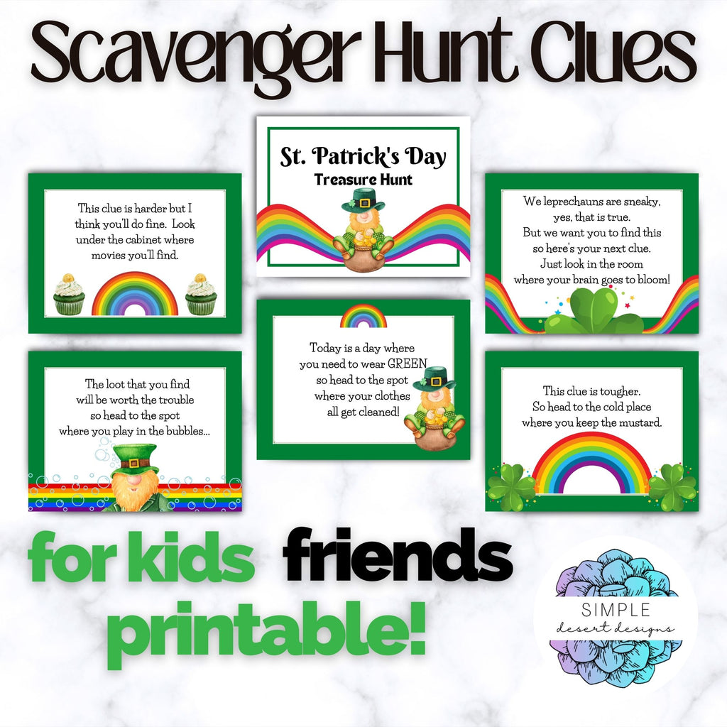 St Patricks Day Lucky Scavenger Hunt Set – Simple Desert Designs