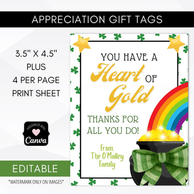 customizable st patricks day thank you tags