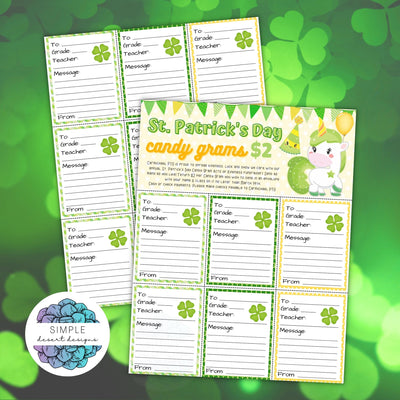 customizable st patricks day candy gram fundraiser for preschool elementary school