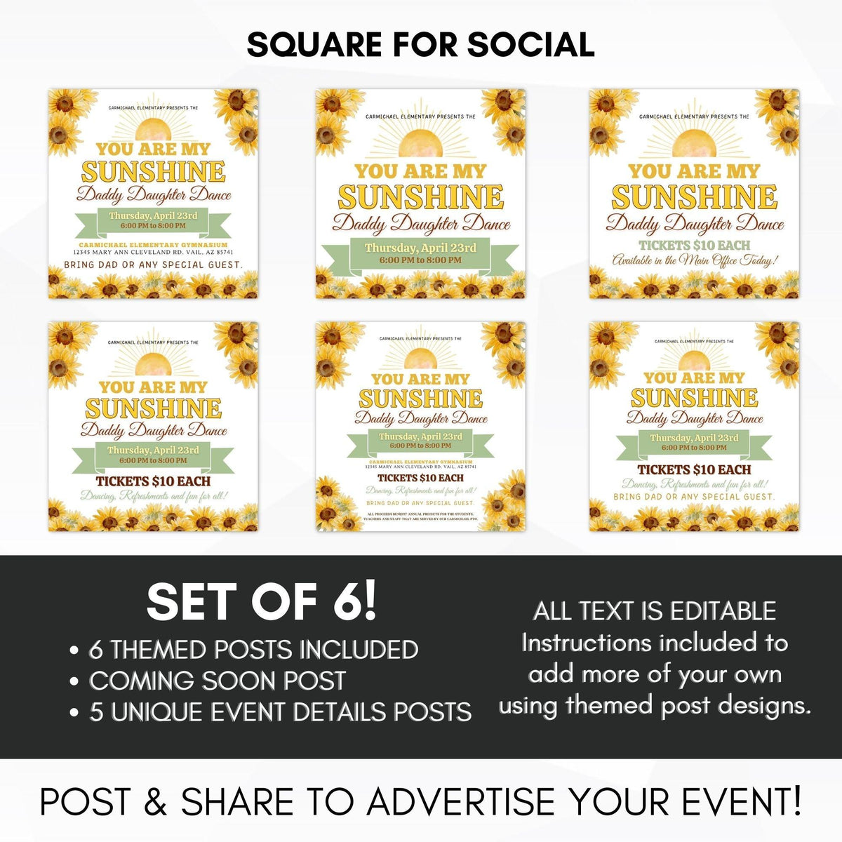 Sunflower Daddy Daughter Dance Flyer Bundle - Simple Desert Designs