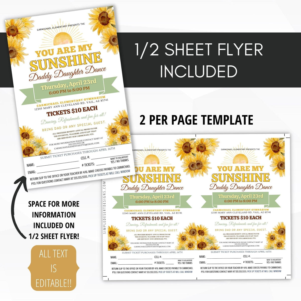 Sunflower Daddy Daughter Dance Flyer Bundle - Simple Desert Designs