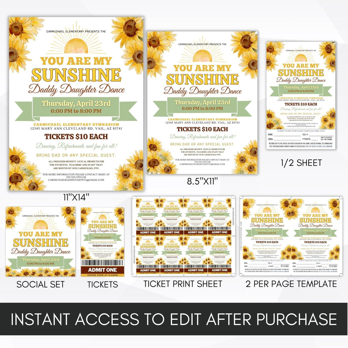 Sunflower Daddy Daughter Dance Flyer Bundle - Simple Desert Designs