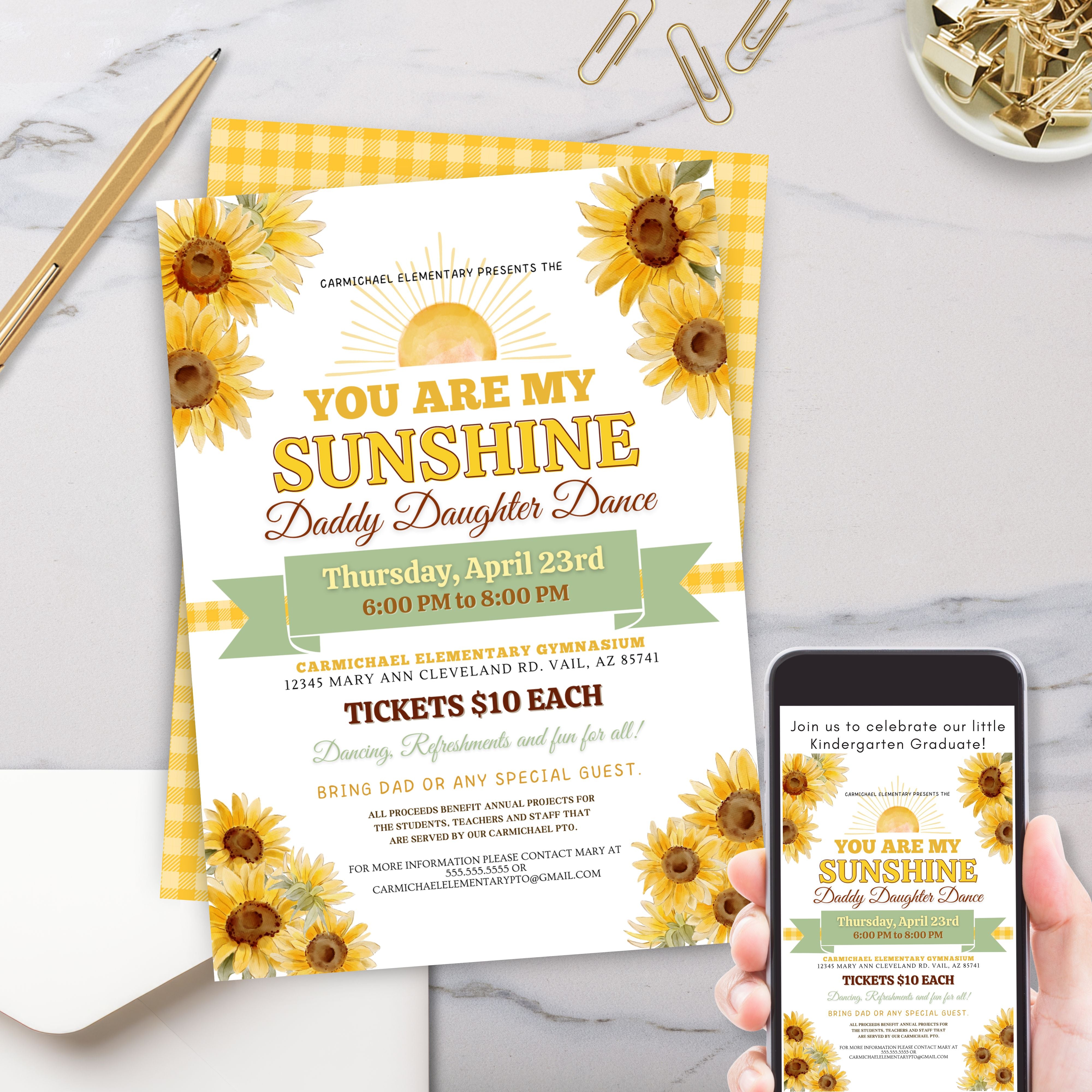 country western sunflower theme daddy daughter dance invitations