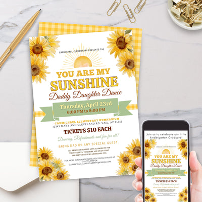 country western sunflower theme daddy daughter dance invitations