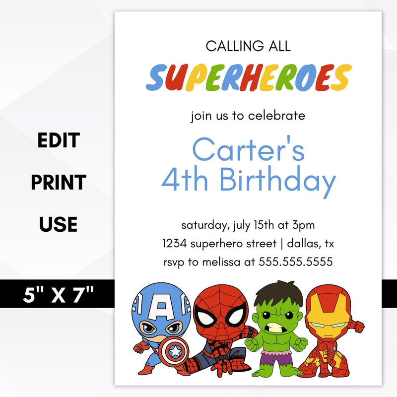 superhero birthday invitation template