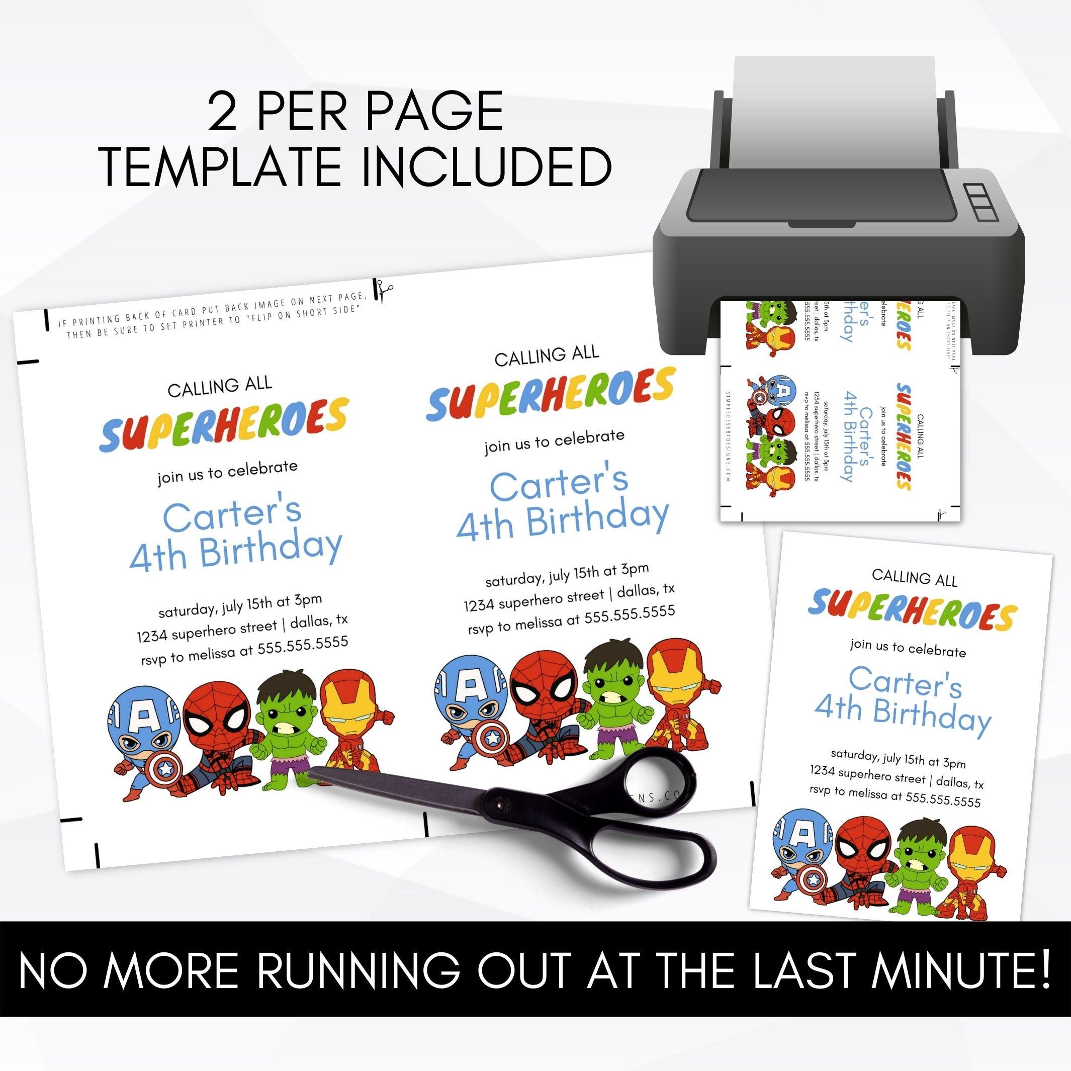 editable captain america super hero invite template