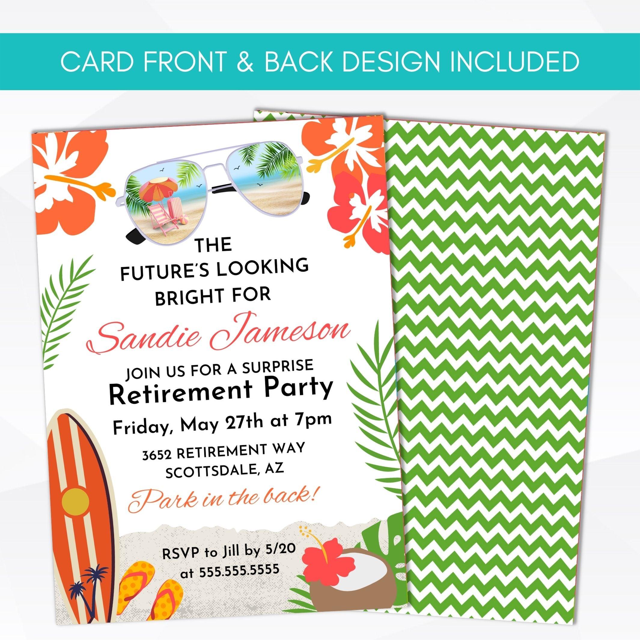 printable editable retirement invite beach themed