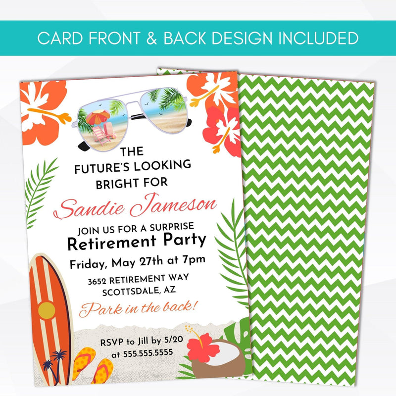 printable editable retirement invite beach themed