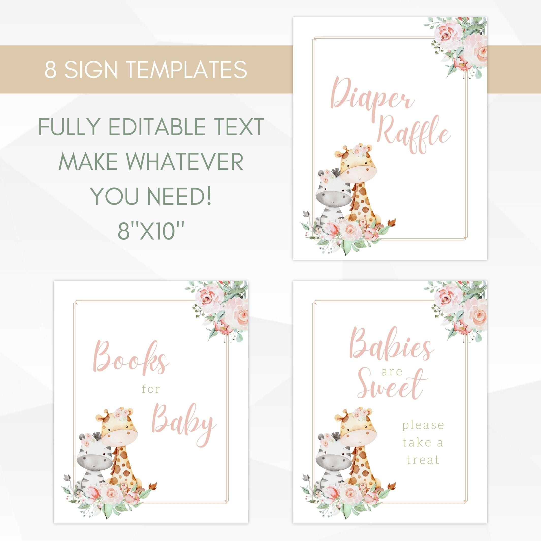safari baby shower signs
