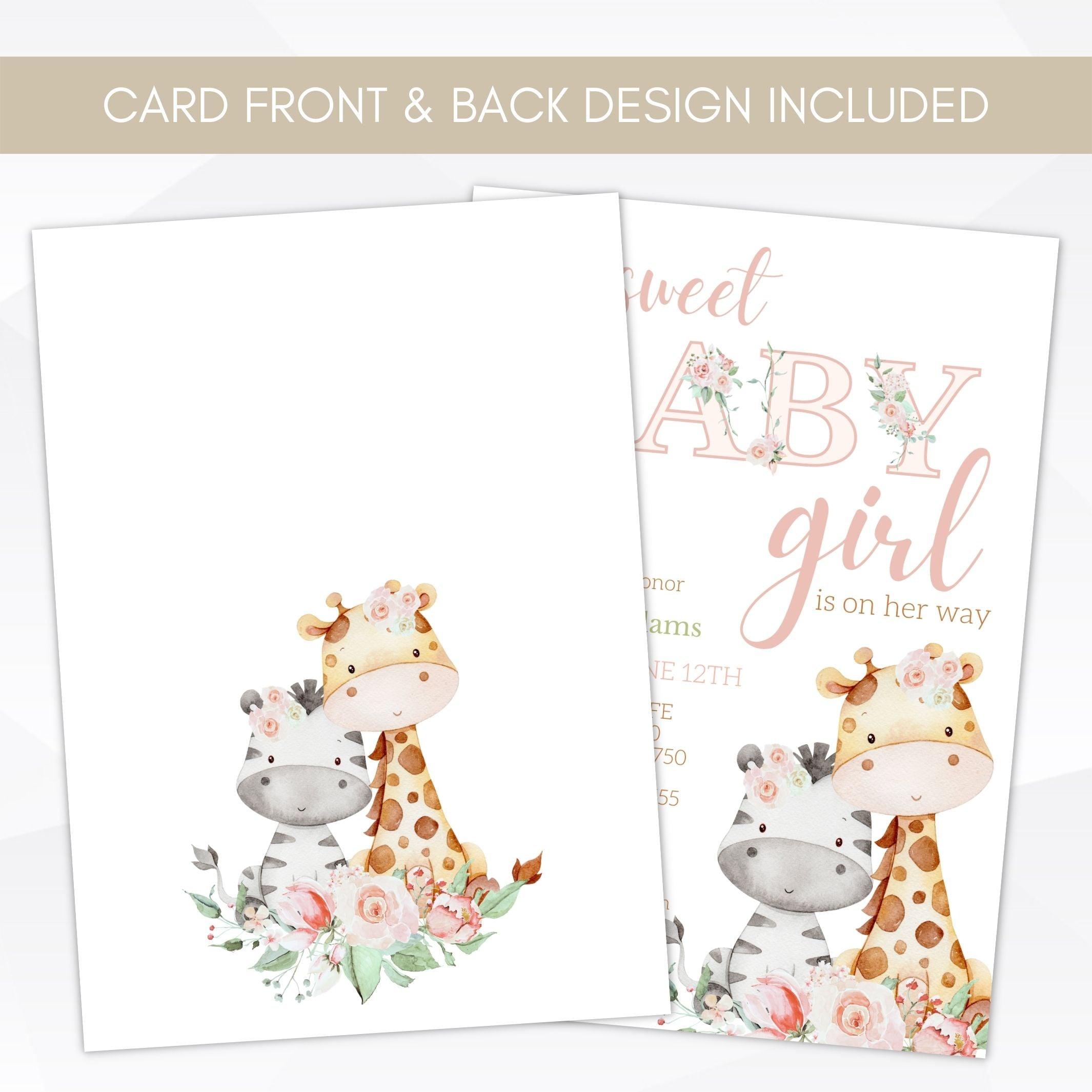 jungle baby shower invitation for girl