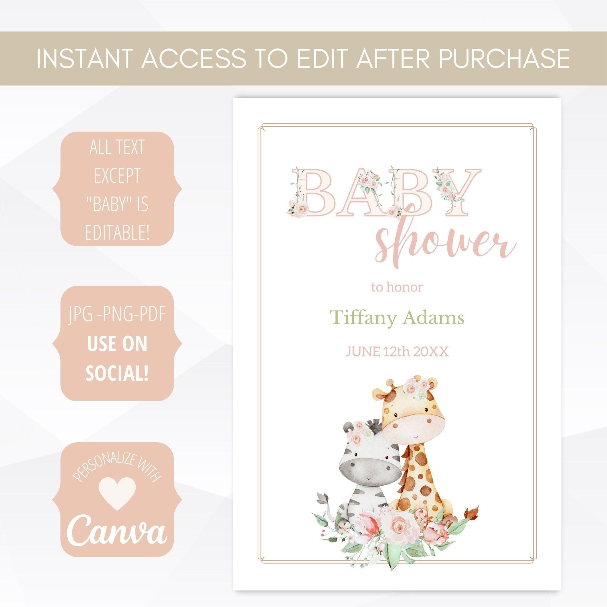 pink floral greenery baby shower welcome sign