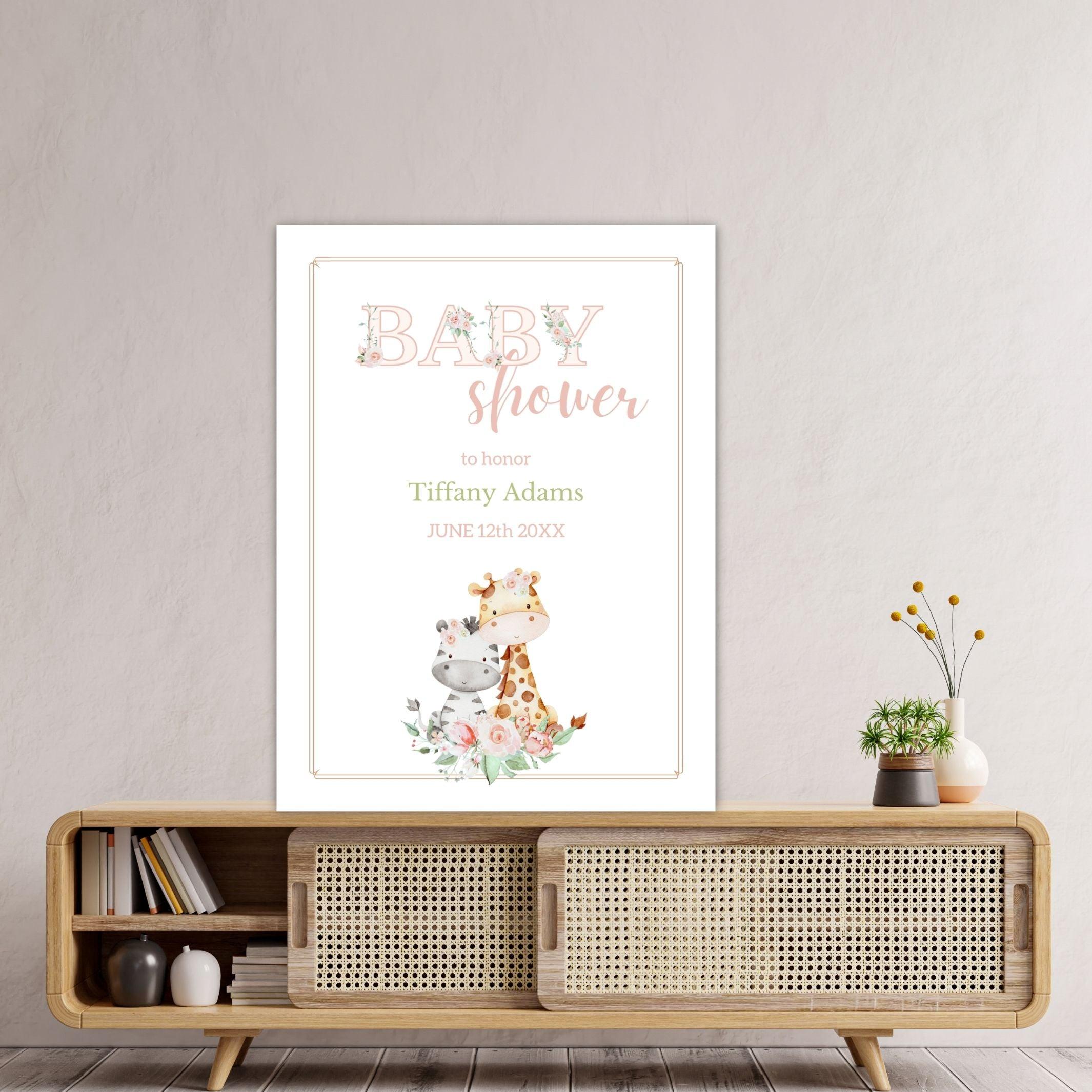 jungle baby shower poster for girl
