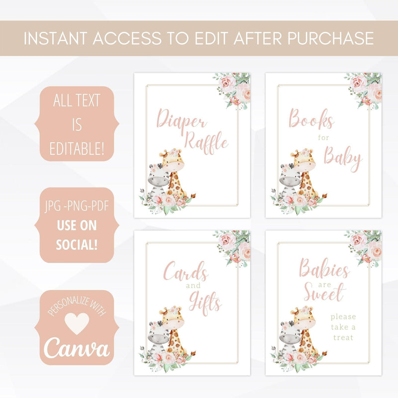pink floral greenery baby shower welcome sign