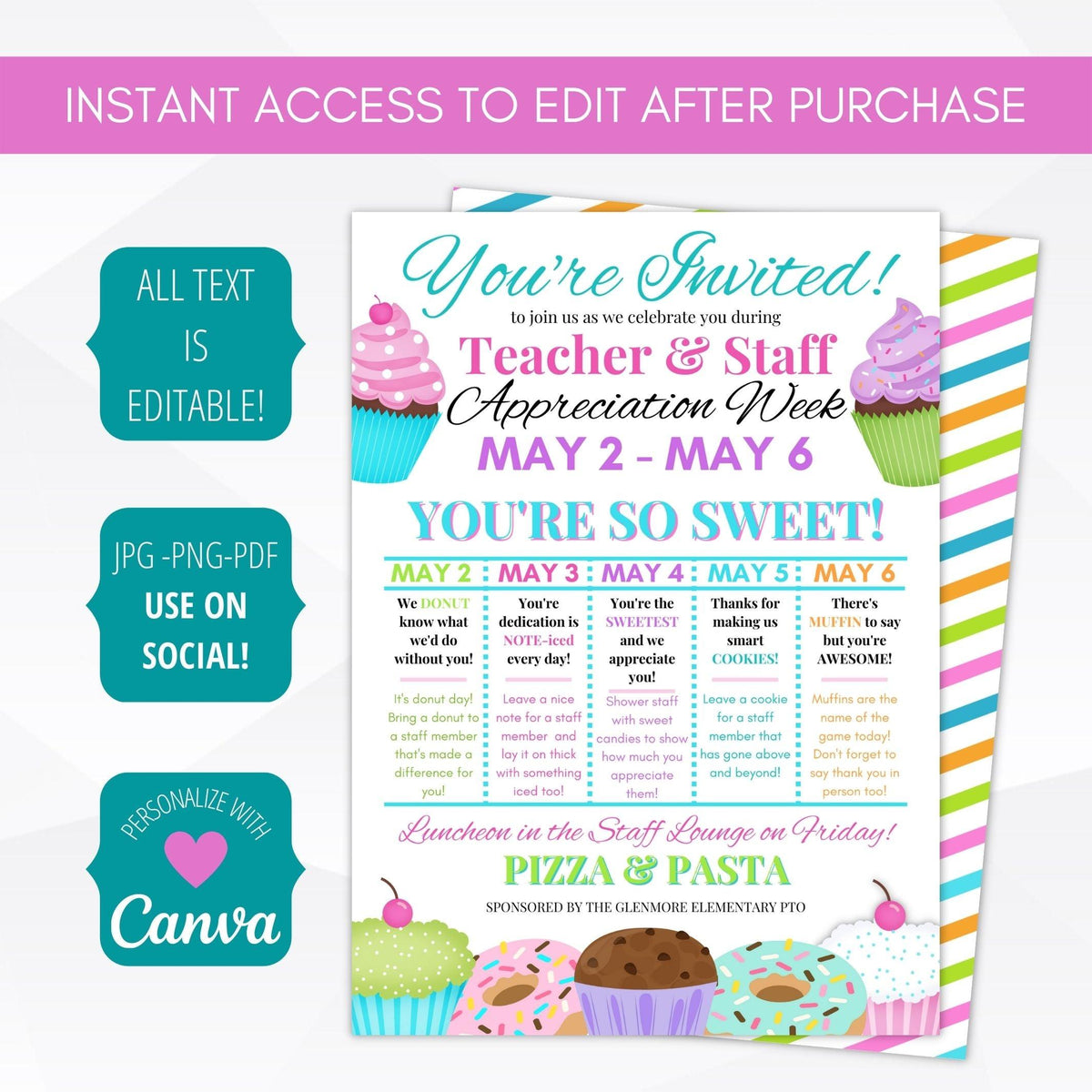 Sweet Teacher Appreciation Invitation Template - Simple Desert Designs