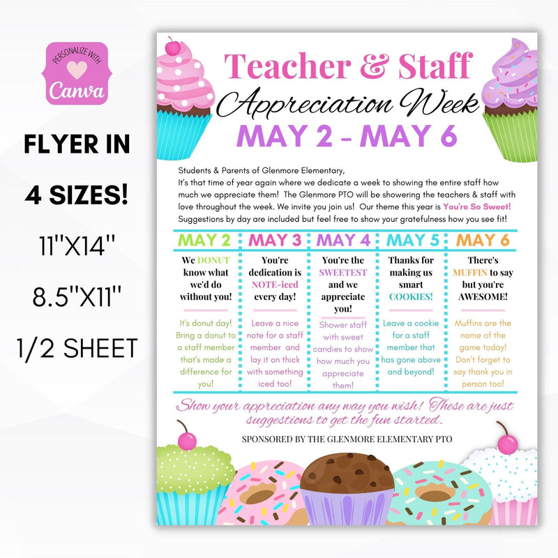 editable teacher appreciation week flyer sign set