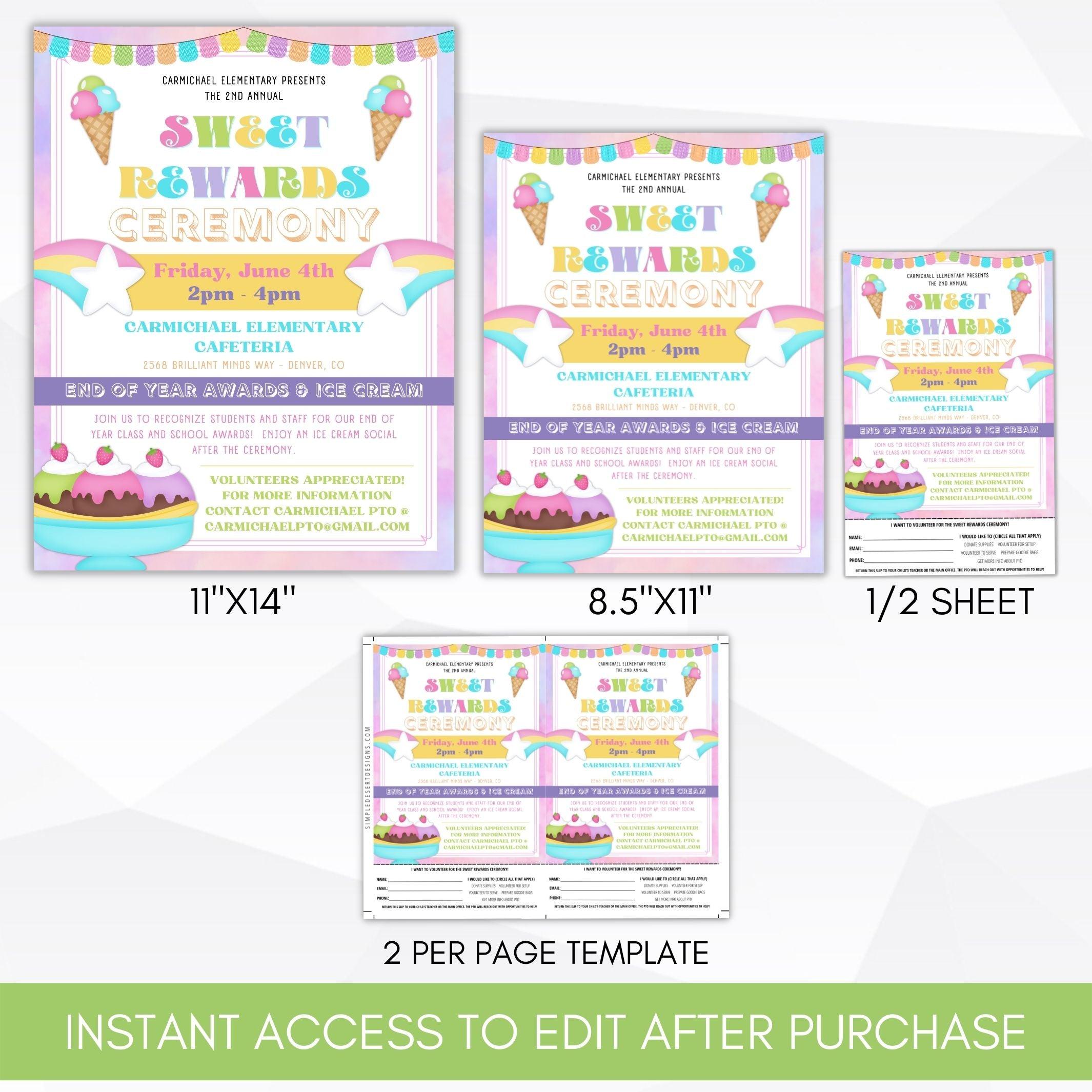 classroom rewards recognition ceremony invite printable editable invitation digital download