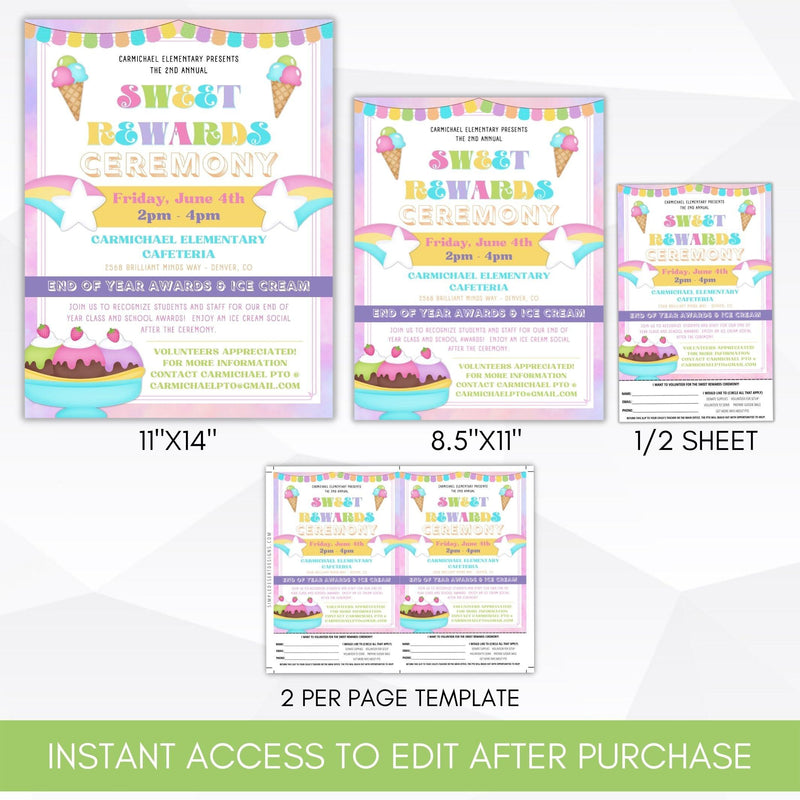 classroom rewards recognition ceremony invite printable editable invitation digital download