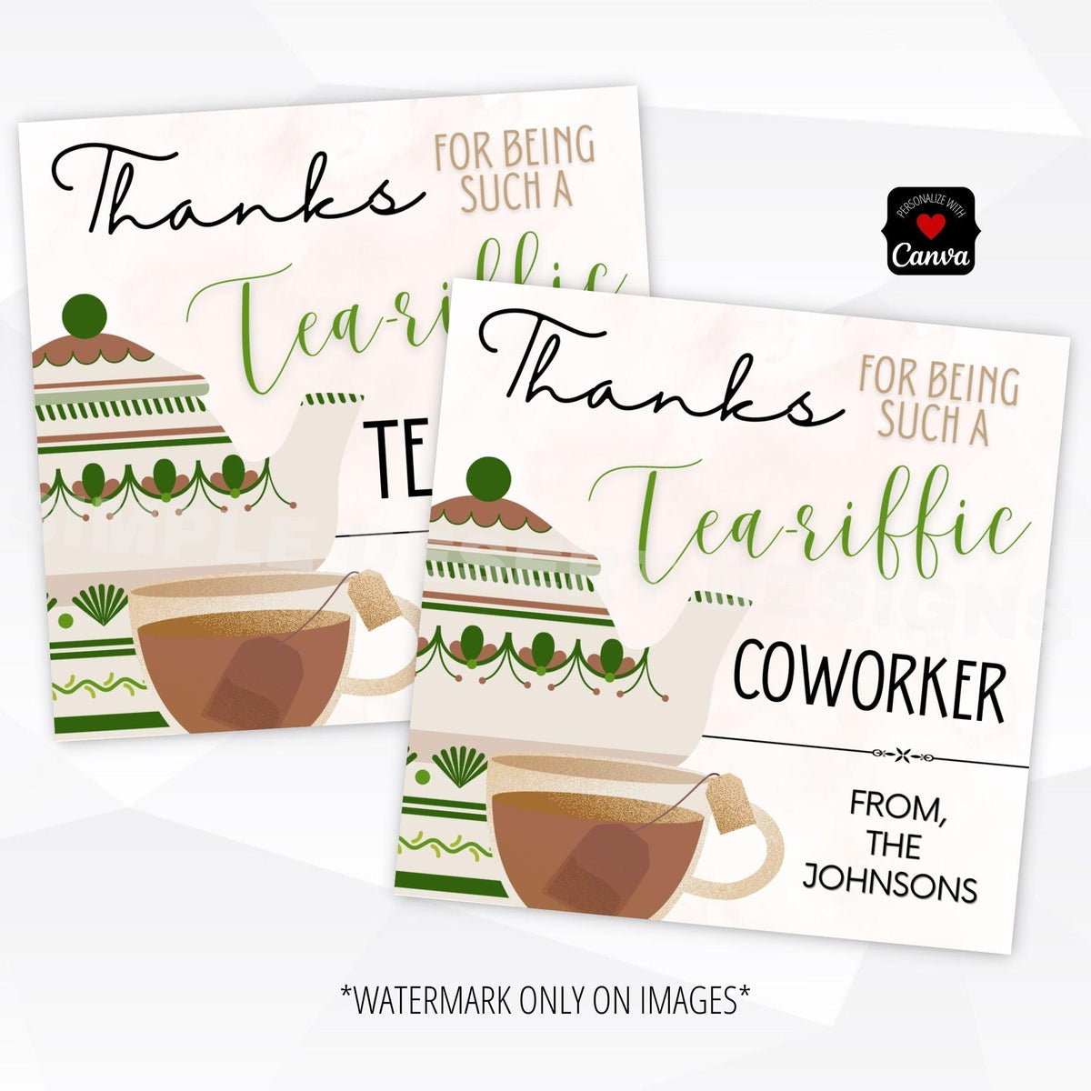 Editable Tea Gift Tag Template - Simple Desert Designs