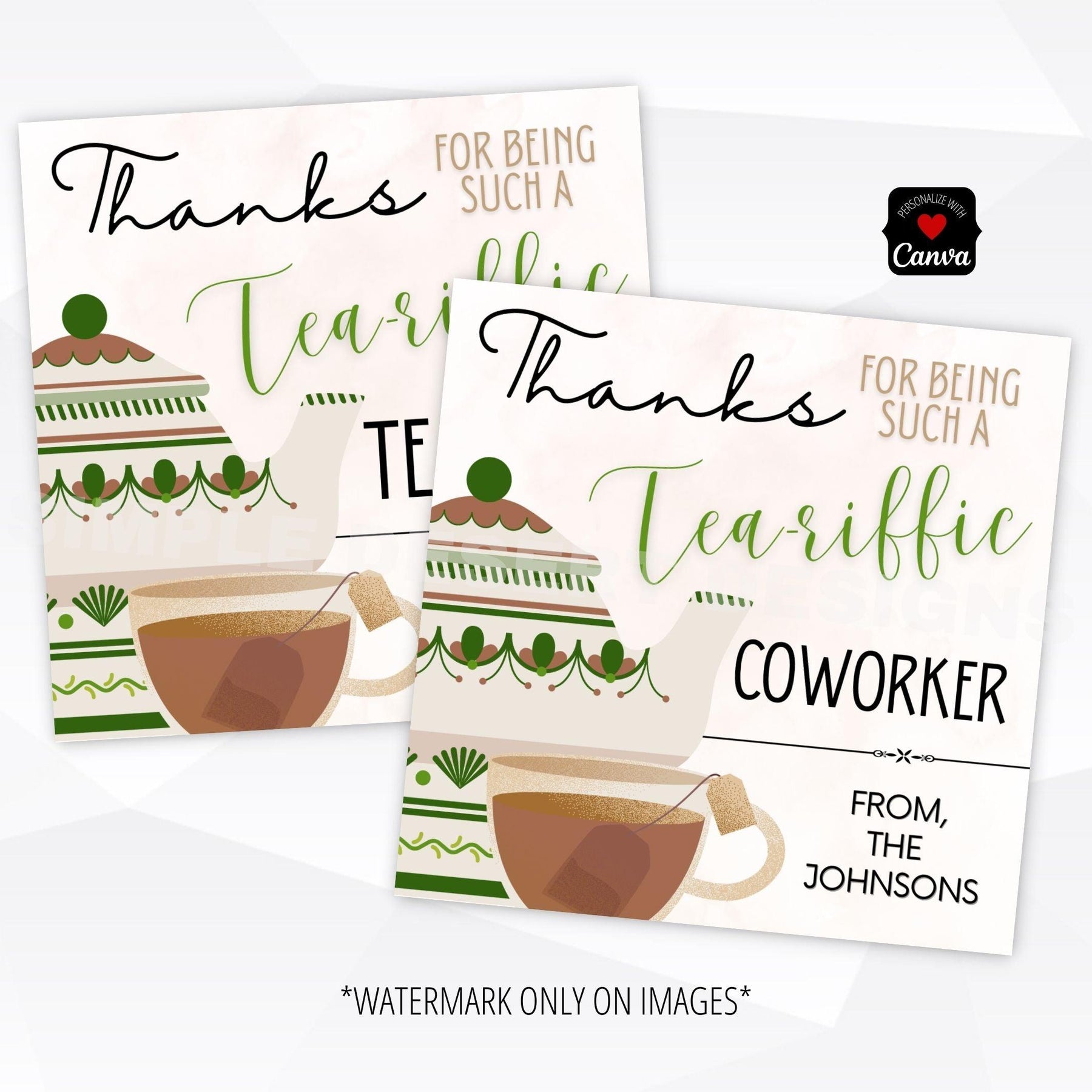 Tea Gift Tag Editable Square – Simple Desert Designs