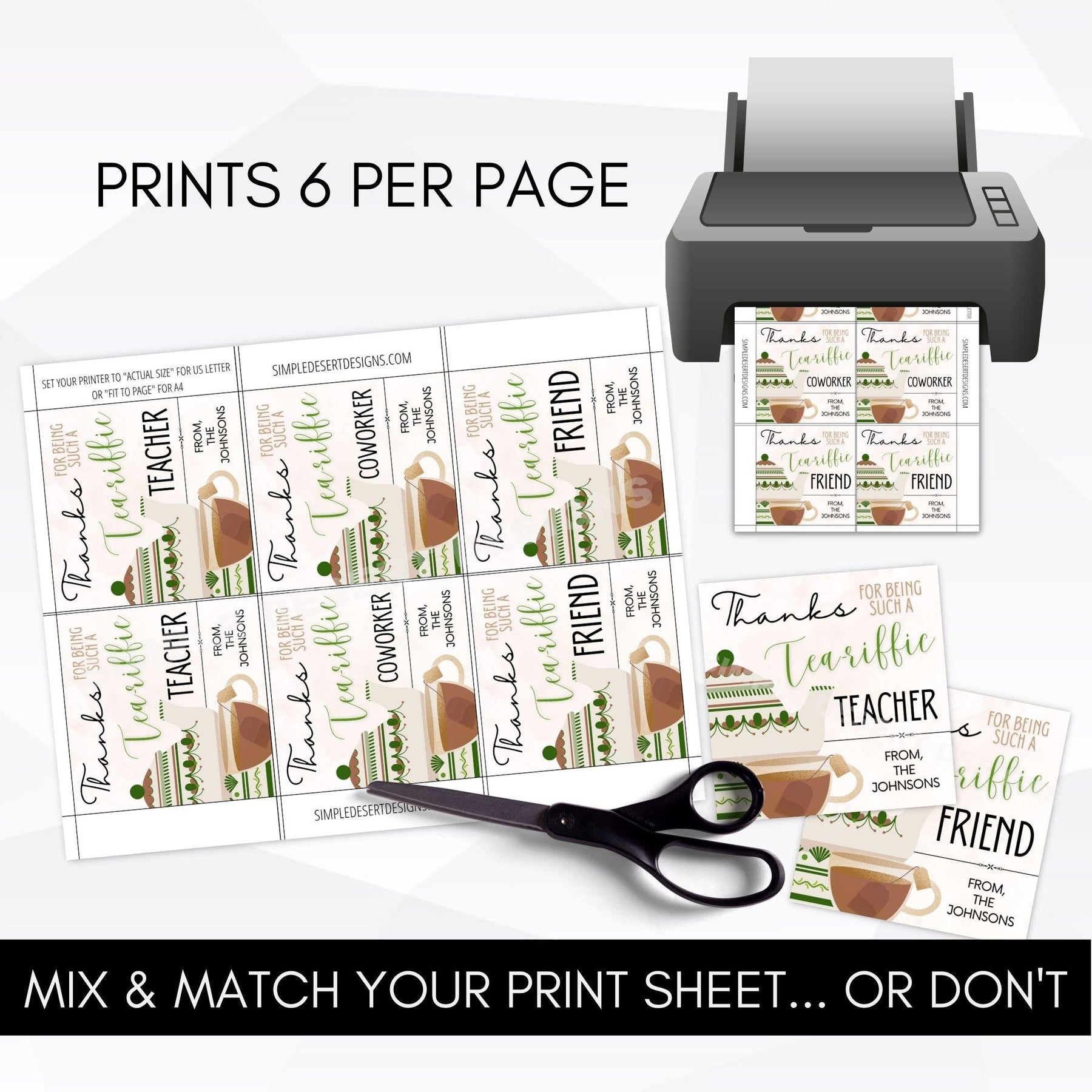 Tea Gift Tag Editable Square – Simple Desert Designs