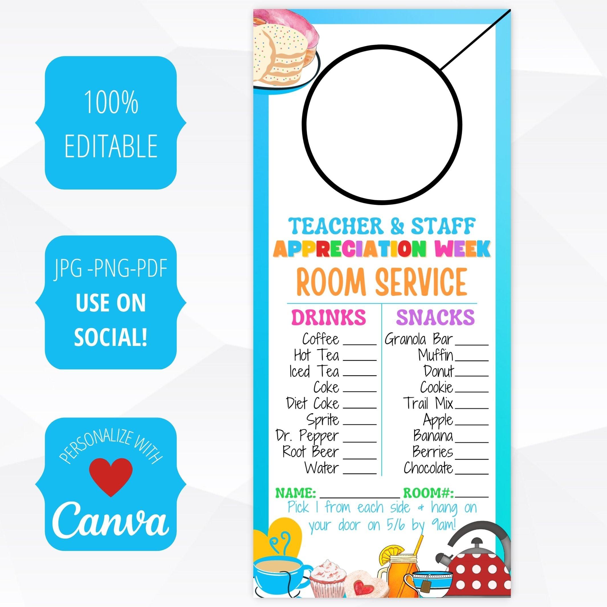 school pto pta ptc appreciation week room service template