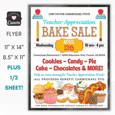 teacher appreciation bake sale fundraiser flyer