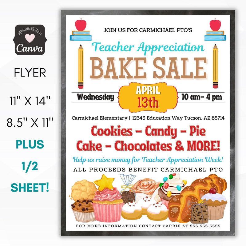 teacher appreciation bake sale fundraiser flyer