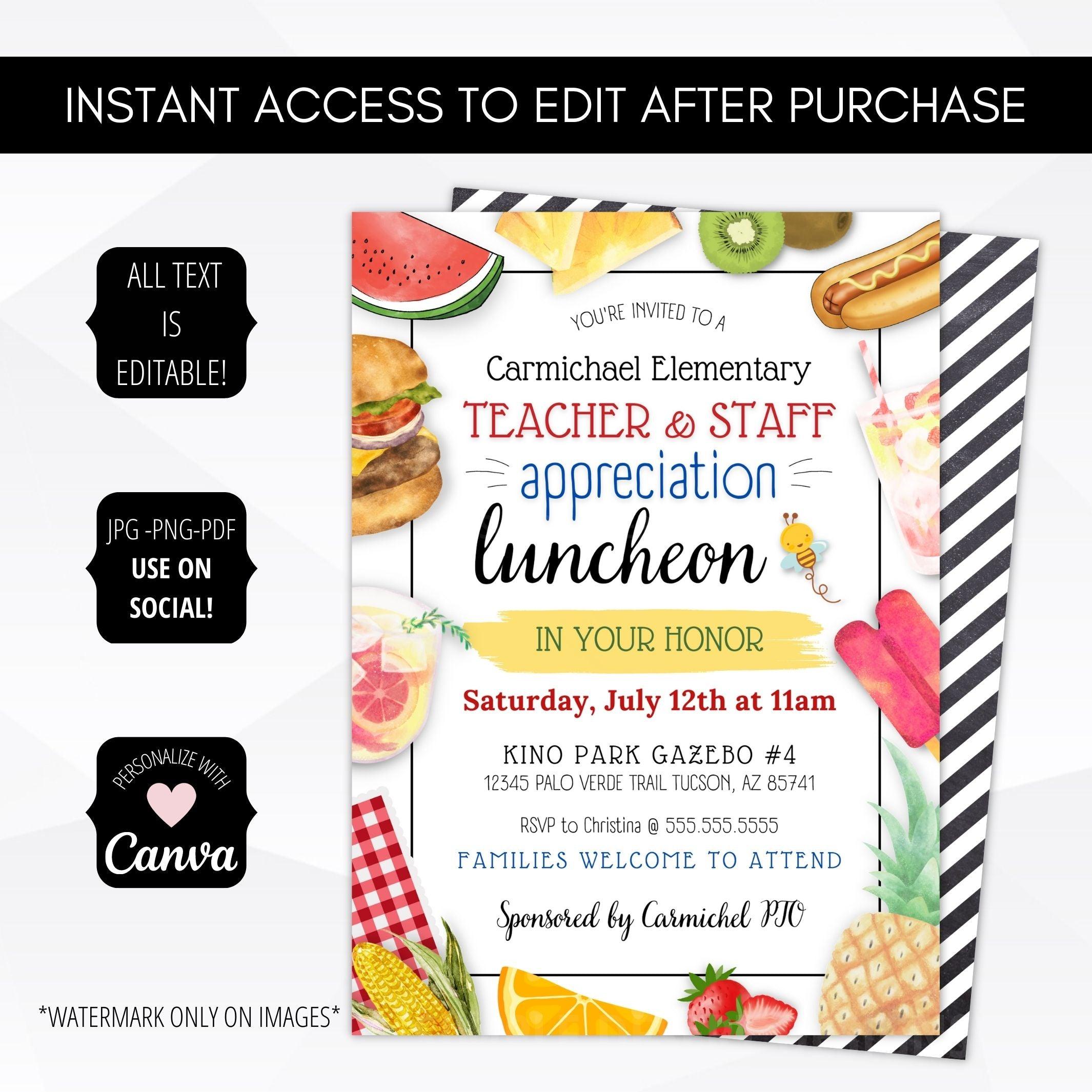 teacher appreciation lunch invite